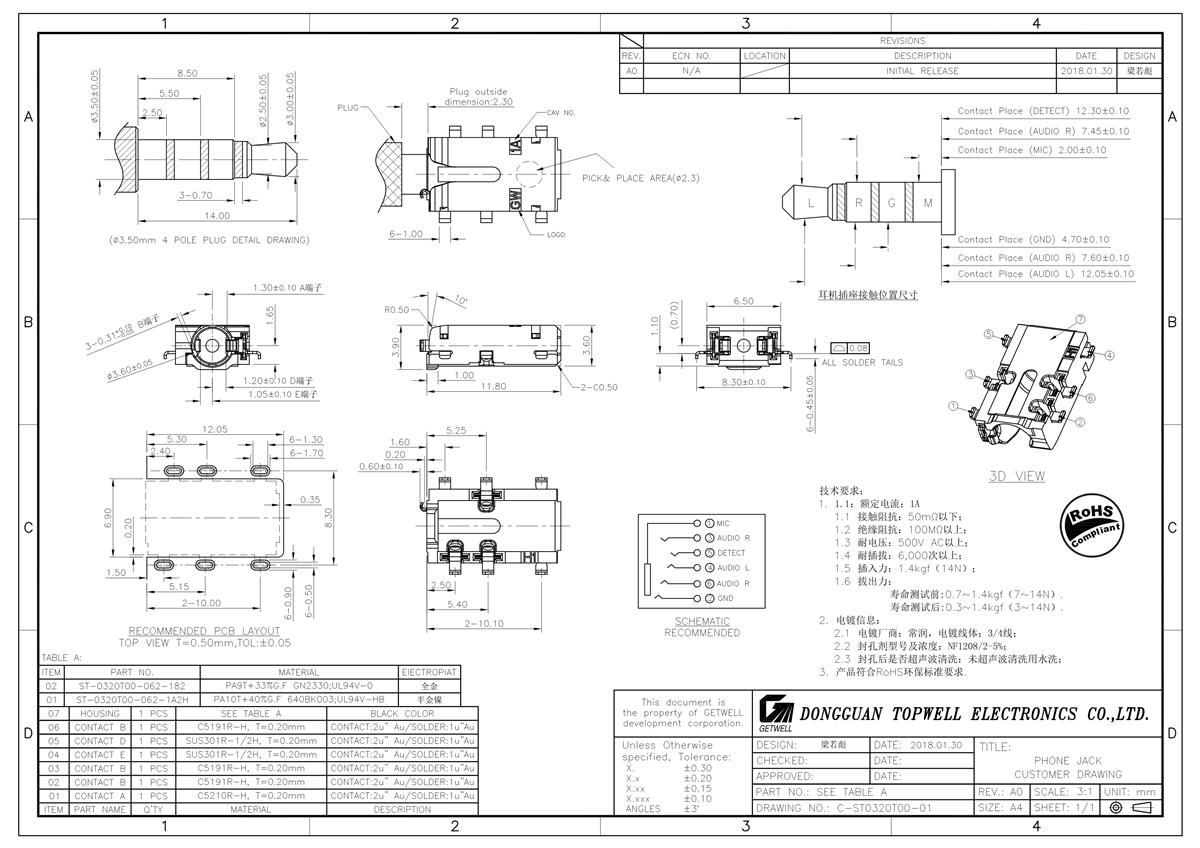 耳機插座 ST-0320T00-062-182